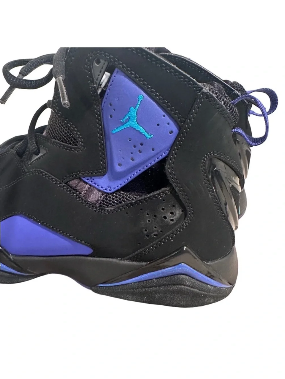Air Jordan True Flight Black Blue Lagoon Teal Leather Sneakers - Size US 10.5